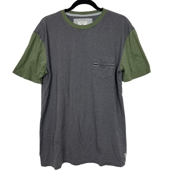 Quiksilver Gray Green Colorblock Short Sleeve T Shirt Tee XL - Picture 1 of 9